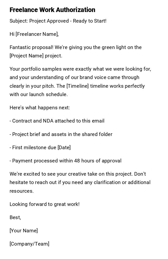 Freelance Work Authorization Freelance Work Authorization