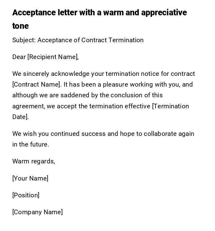 Acceptance letter with a warm and appreciative tone Acceptance letter with a warm and appreciative tone