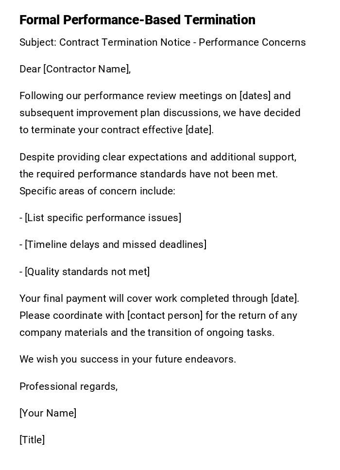 Formal Performance-Based Termination Formal Performance-Based Termination