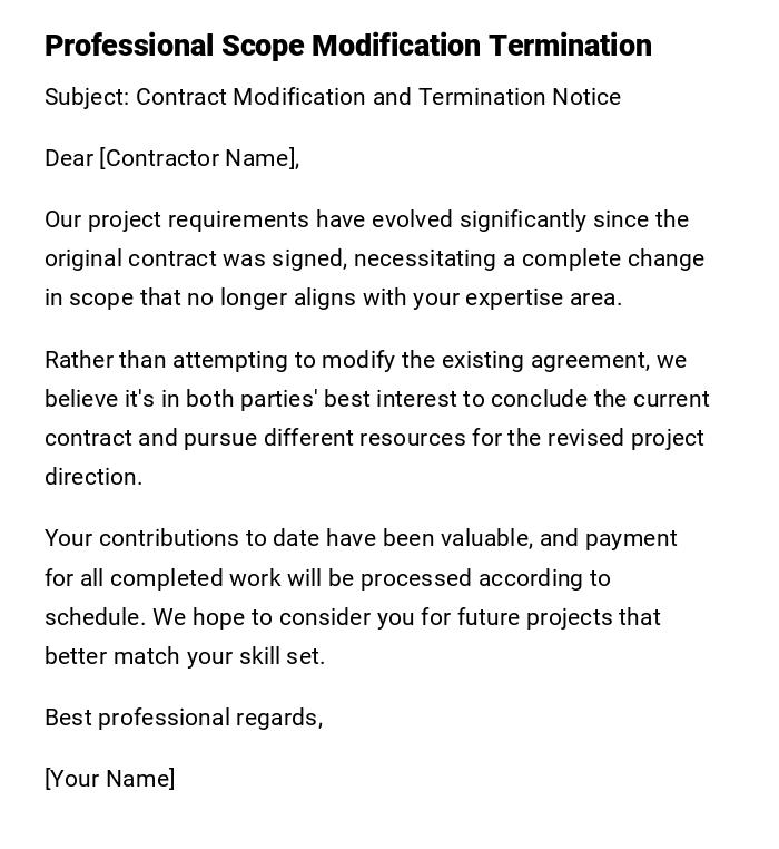 Professional Scope Modification Termination Professional Scope Modification Termination