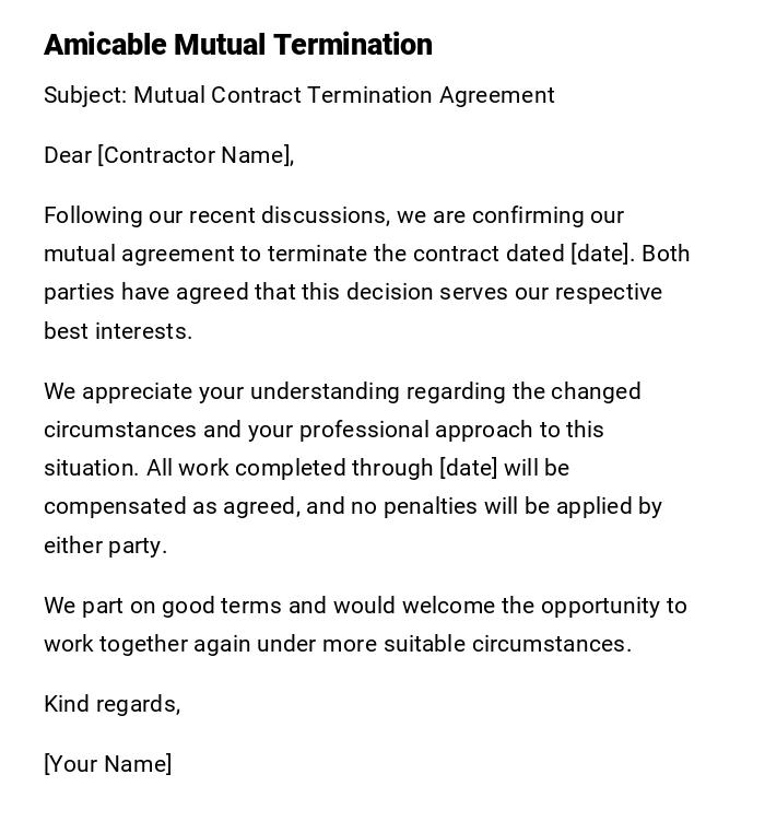 Amicable Mutual Termination Amicable Mutual Termination