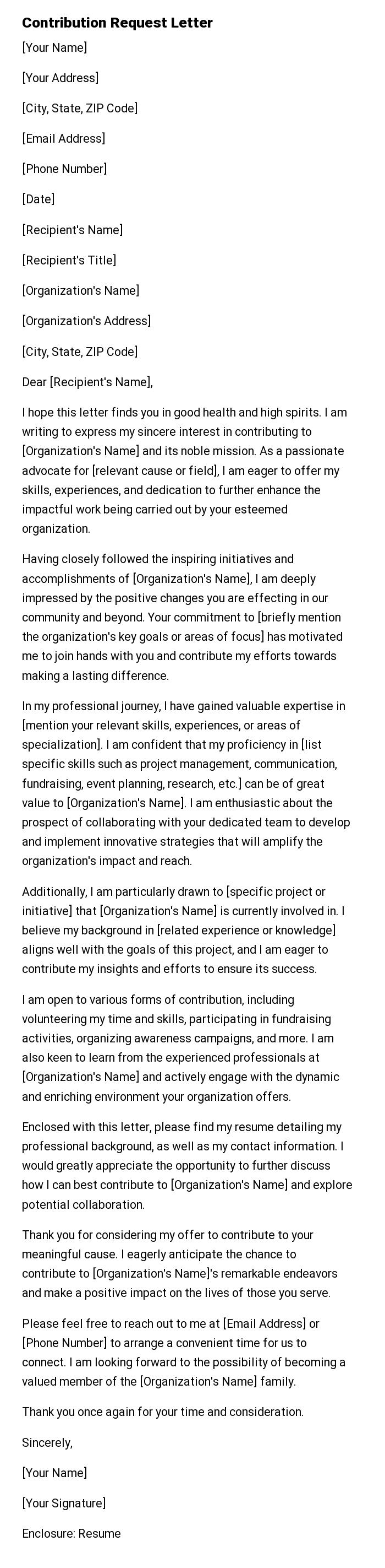 Contribution Request Letter