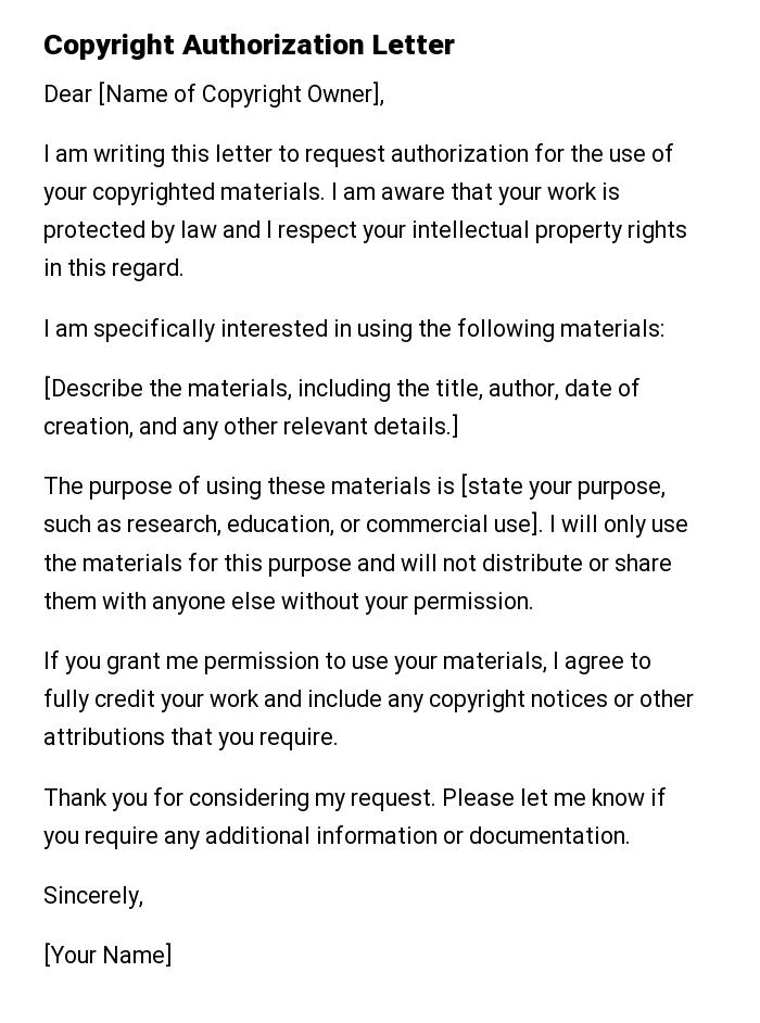 Copyright Authorization Letter