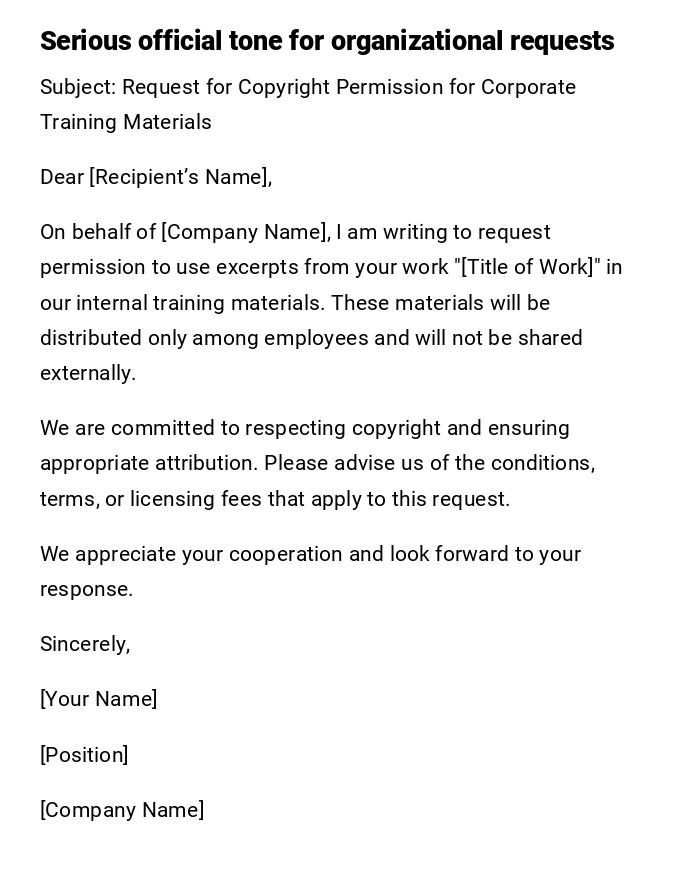 Serious official tone for organizational requests Serious official tone for organizational requests