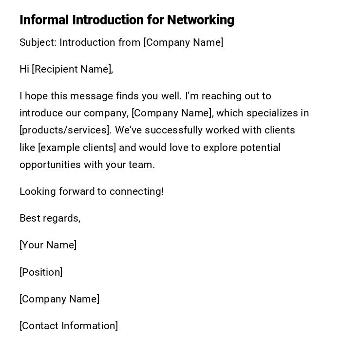 Informal Introduction for Networking Informal Introduction for Networking