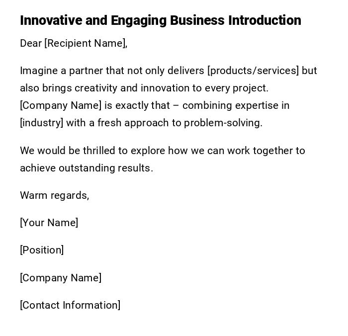 Innovative and Engaging Business Introduction Innovative and Engaging Business Introduction