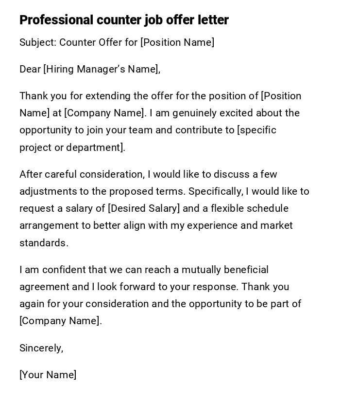 Professional counter job offer letter Professional counter job offer letter