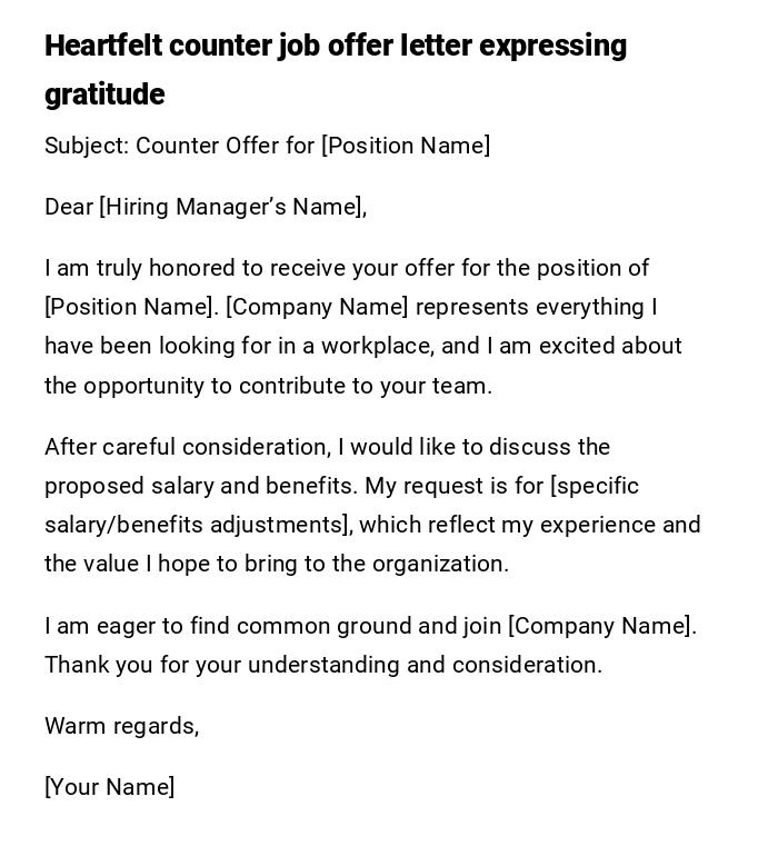 Heartfelt counter job offer letter expressing gratitude Heartfelt counter job offer letter expressing gratitude