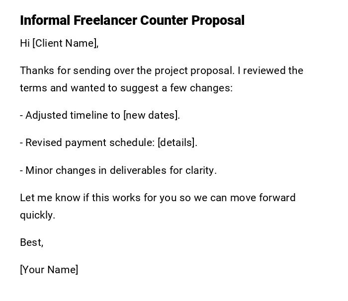 Informal Freelancer Counter Proposal