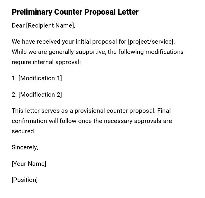 Preliminary Counter Proposal Letter