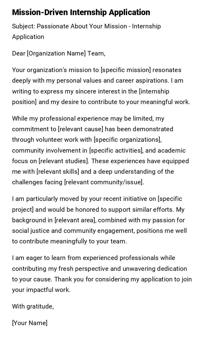 Mission-Driven Internship Application Mission-Driven Internship Application