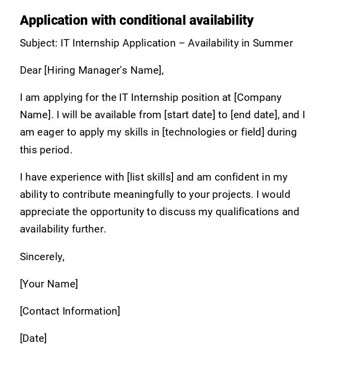 Application with conditional availability Application with conditional availability
