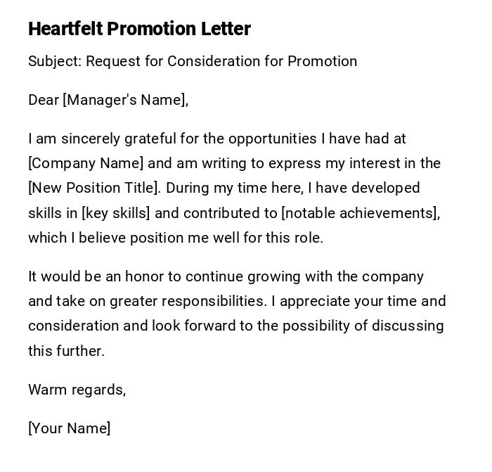 Heartfelt Promotion Letter Heartfelt Promotion Letter