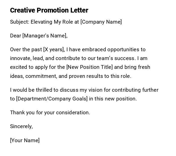 Creative Promotion Letter Creative Promotion Letter