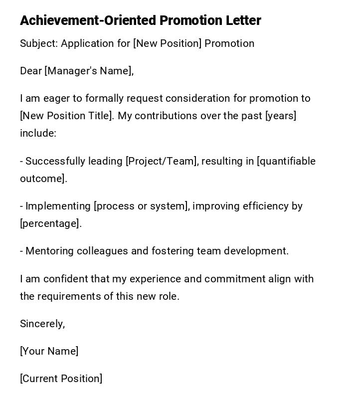 Achievement-Oriented Promotion Letter Achievement-Oriented Promotion Letter