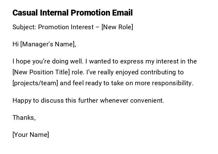 Casual Internal Promotion Email Casual Internal Promotion Email