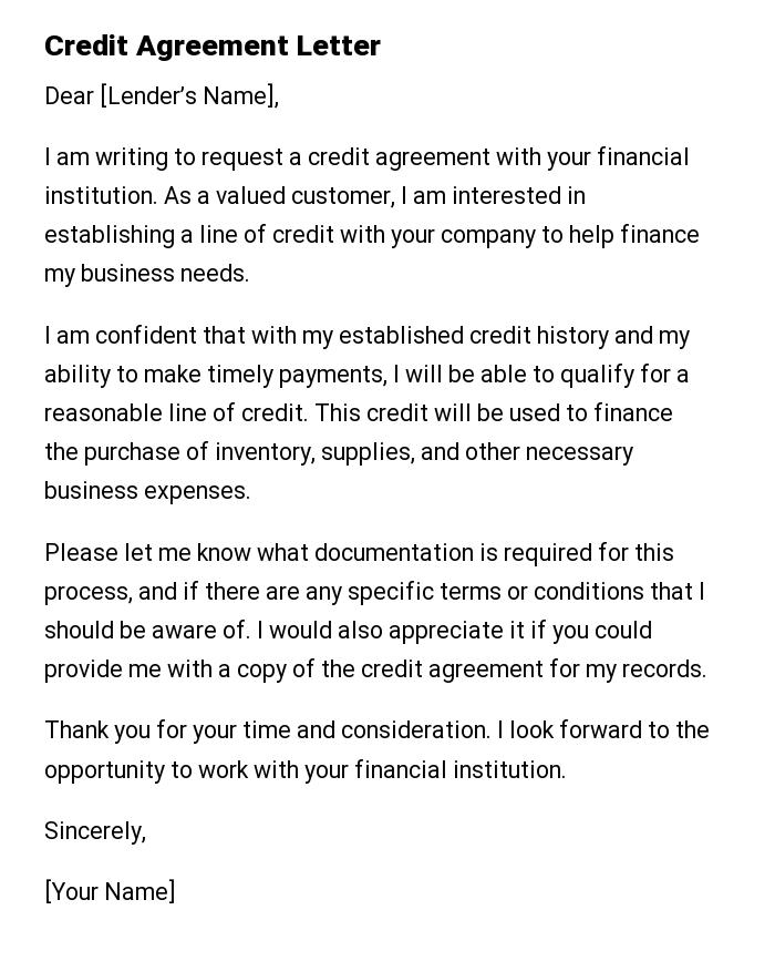 Credit Agreement Letter