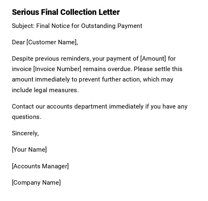 Serious Final Collection Letter
