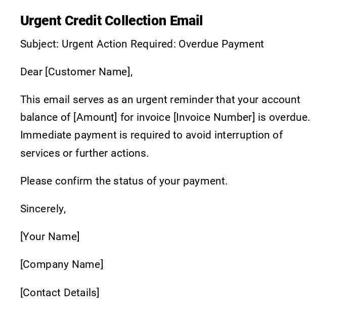 Urgent Credit Collection Email