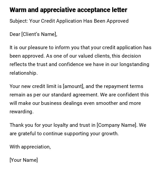 Warm and appreciative acceptance letter Warm and appreciative acceptance letter