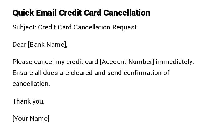 Quick Email Credit Card Cancellation Quick Email Credit Card Cancellation