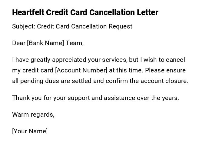 Heartfelt Credit Card Cancellation Letter Heartfelt Credit Card Cancellation Letter