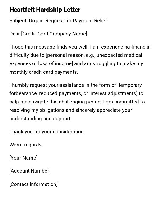 Heartfelt Hardship Letter Heartfelt Hardship Letter