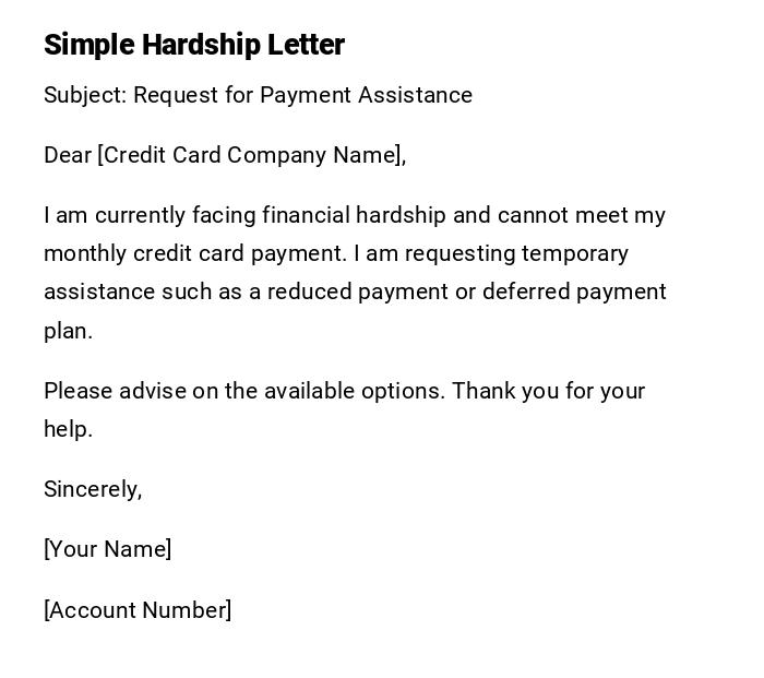 Simple Hardship Letter Simple Hardship Letter
