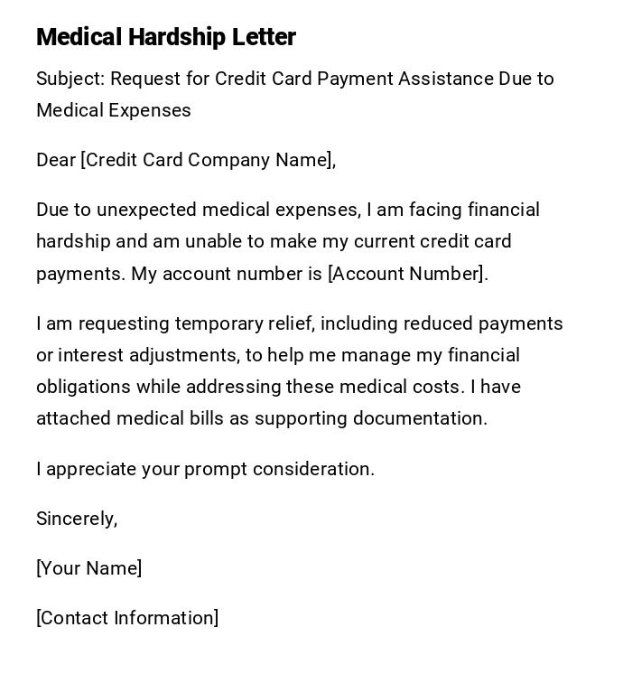 Medical Hardship Letter Medical Hardship Letter
