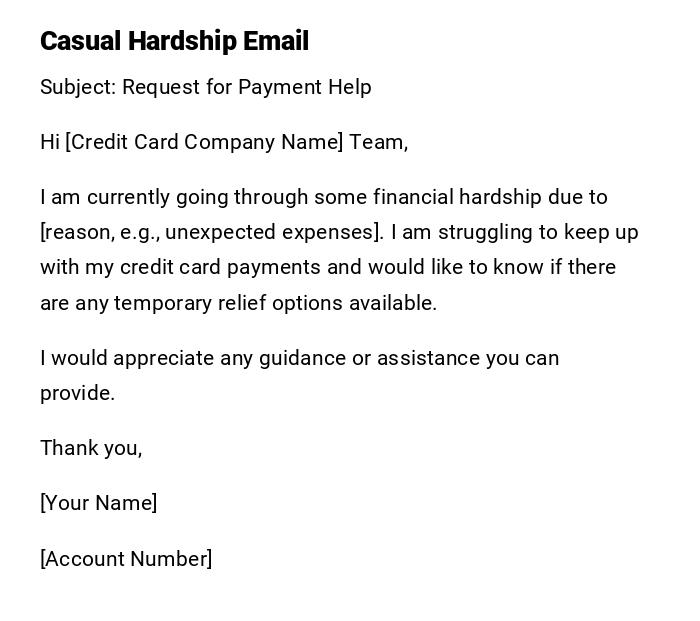 Casual Hardship Email Casual Hardship Email