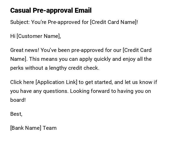 Casual Pre-approval Email Casual Pre-approval Email