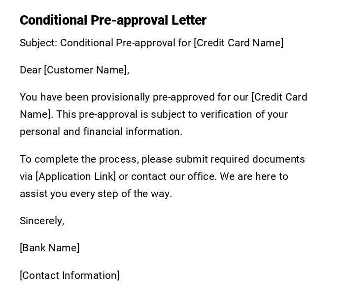 Conditional Pre-approval Letter Conditional Pre-approval Letter