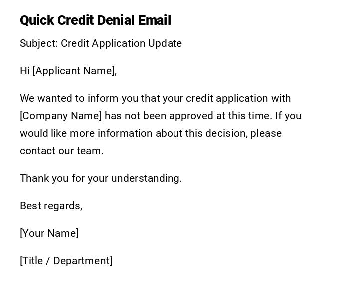 Quick Credit Denial Email