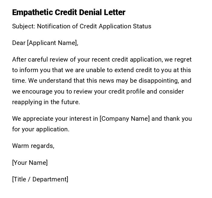Empathetic Credit Denial Letter