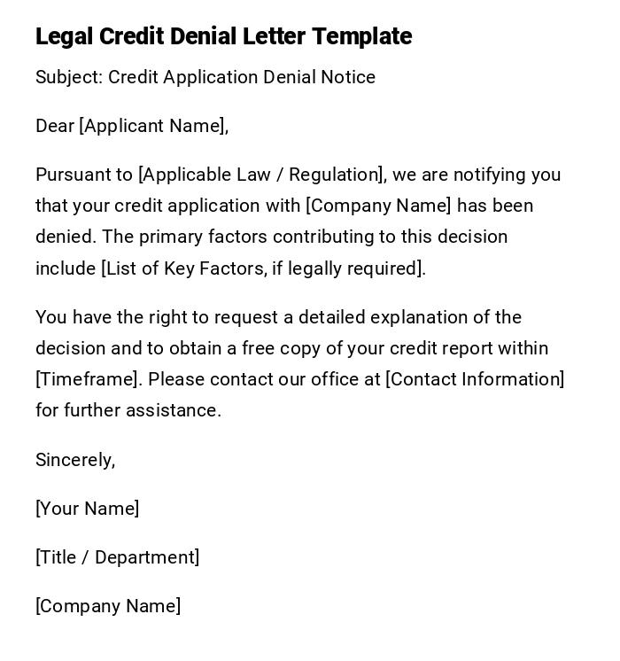 Legal Credit Denial Letter Template