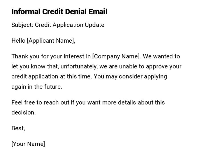 Informal Credit Denial Email