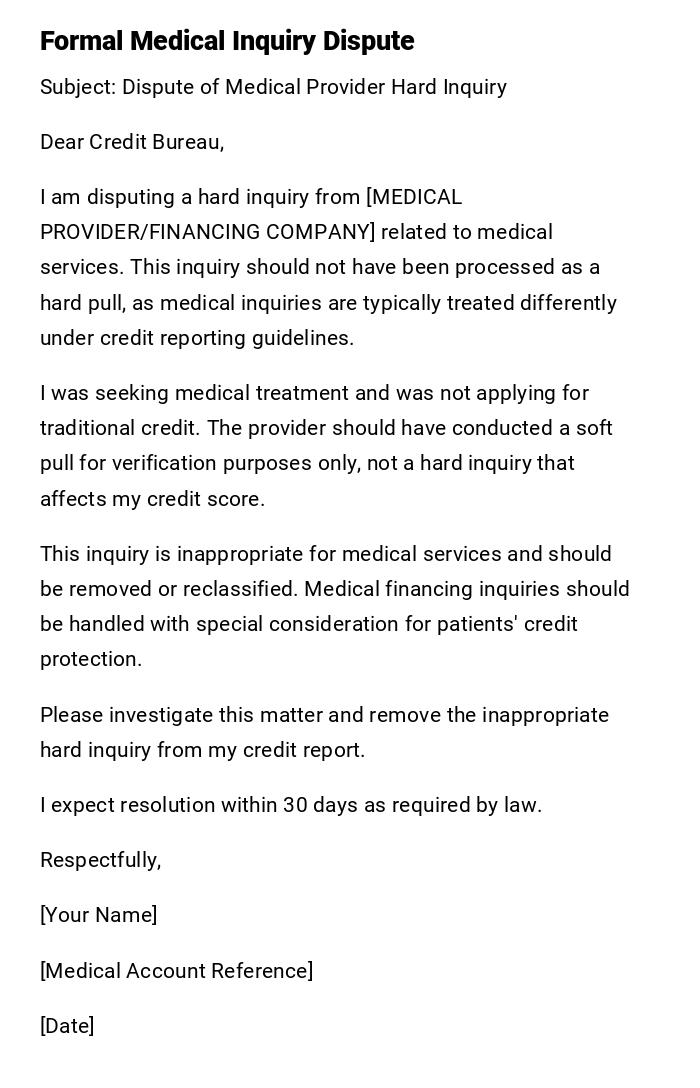 Formal Medical Inquiry Dispute Formal Medical Inquiry Dispute