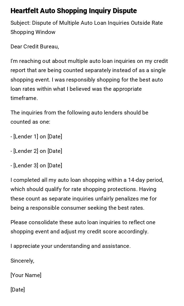 Heartfelt Auto Shopping Inquiry Dispute Heartfelt Auto Shopping Inquiry Dispute