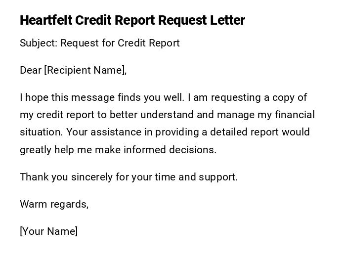 Heartfelt Credit Report Request Letter Heartfelt Credit Report Request Letter