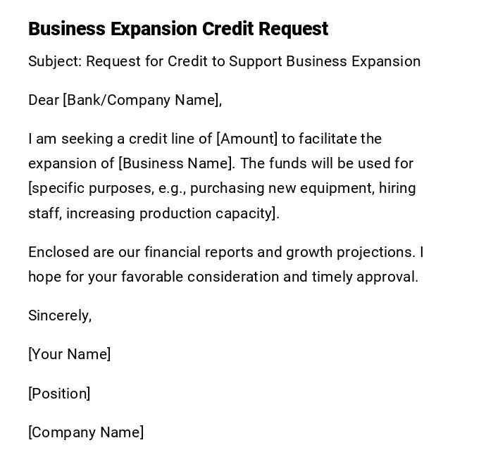 Business Expansion Credit Request Business Expansion Credit Request