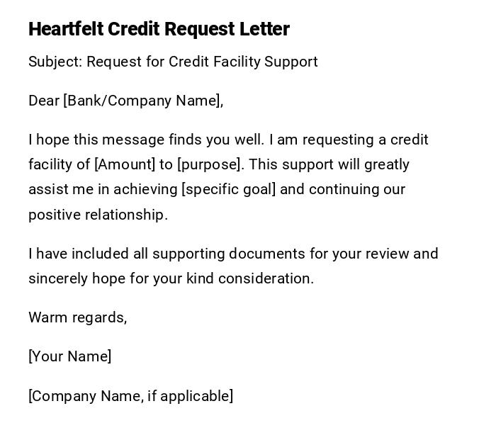 Heartfelt Credit Request Letter Heartfelt Credit Request Letter