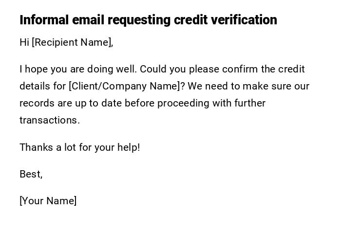 Informal email requesting credit verification Informal email requesting credit verification