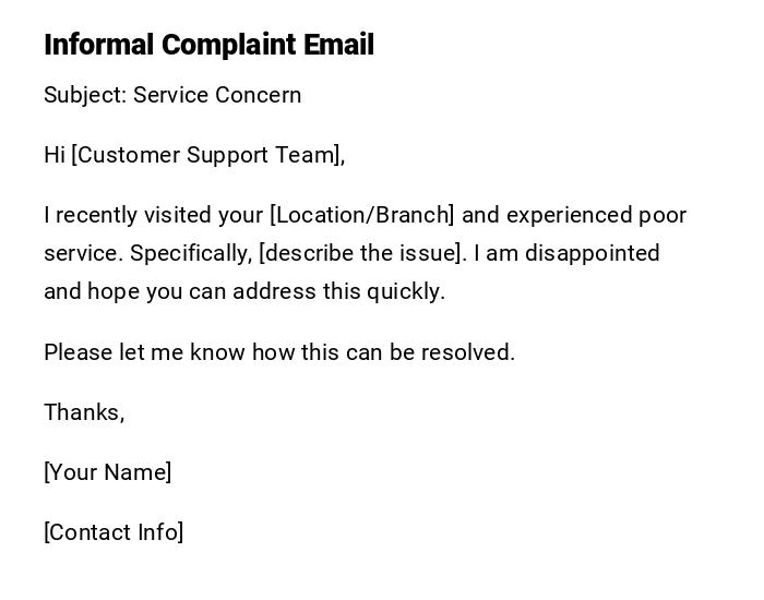 Informal Complaint Email