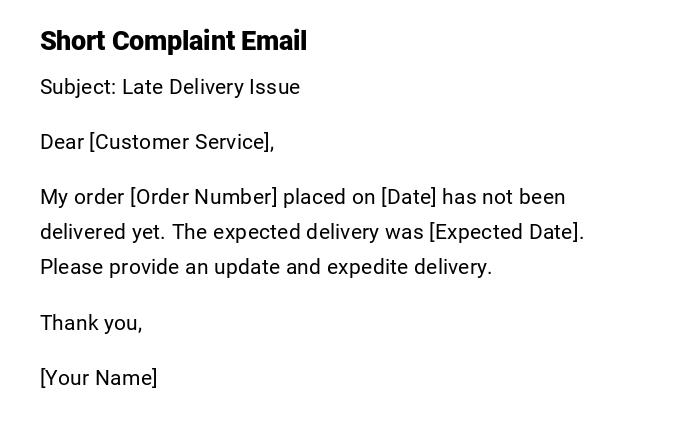 Short Complaint Email
