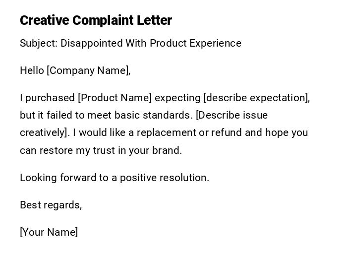Creative Complaint Letter