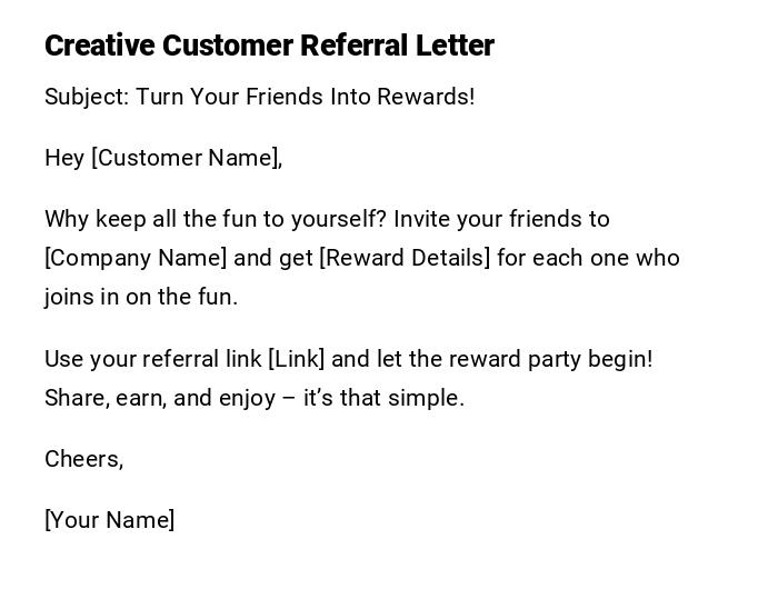 Creative Customer Referral Letter