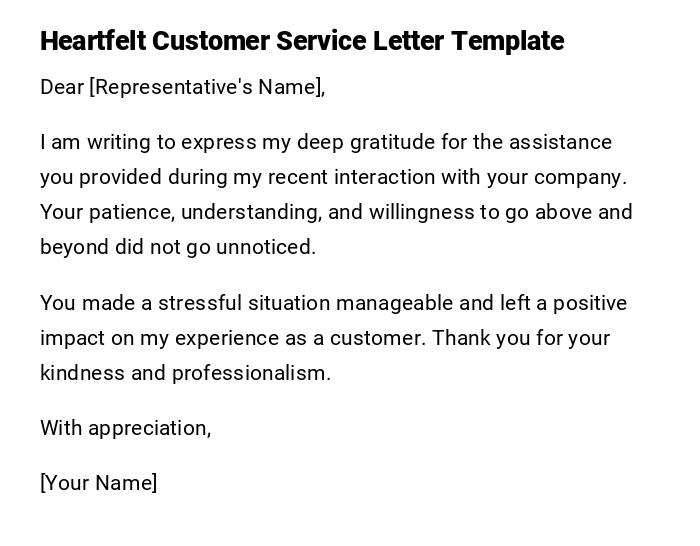 Heartfelt Customer Service Letter Template Heartfelt Customer Service Letter Template