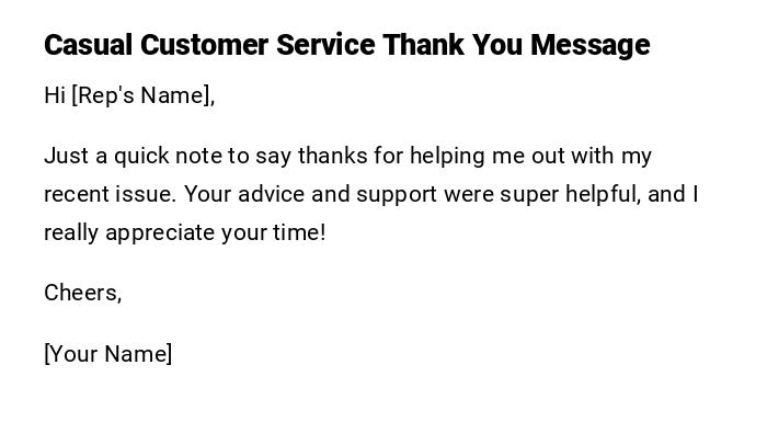 Casual Customer Service Thank You Message Casual Customer Service Thank You Message