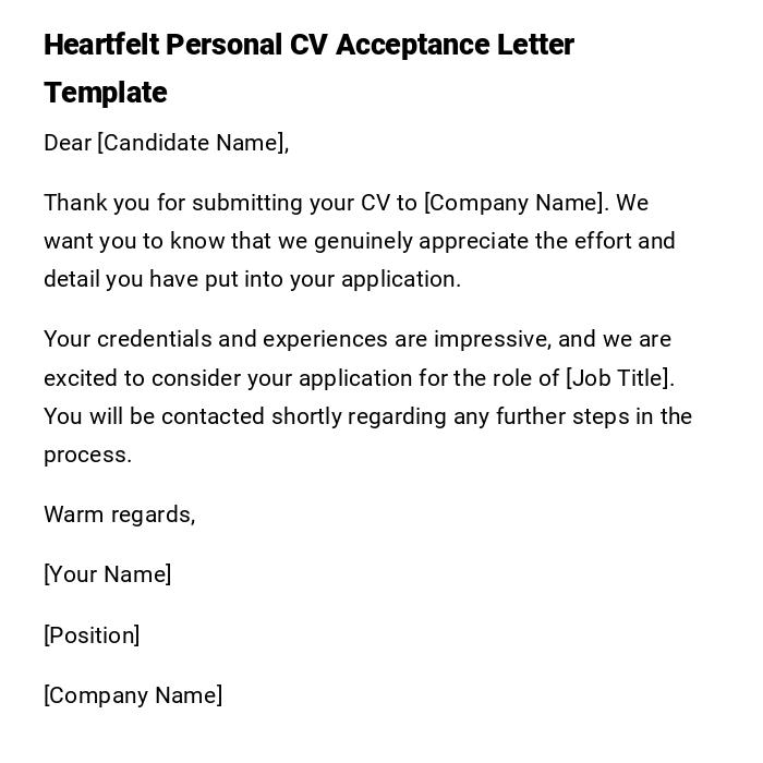 Heartfelt Personal CV Acceptance Letter Template Heartfelt Personal CV Acceptance Letter Template
