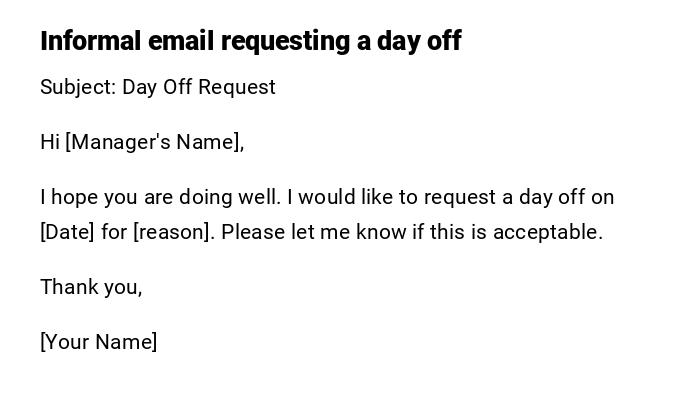 Informal email requesting a day off